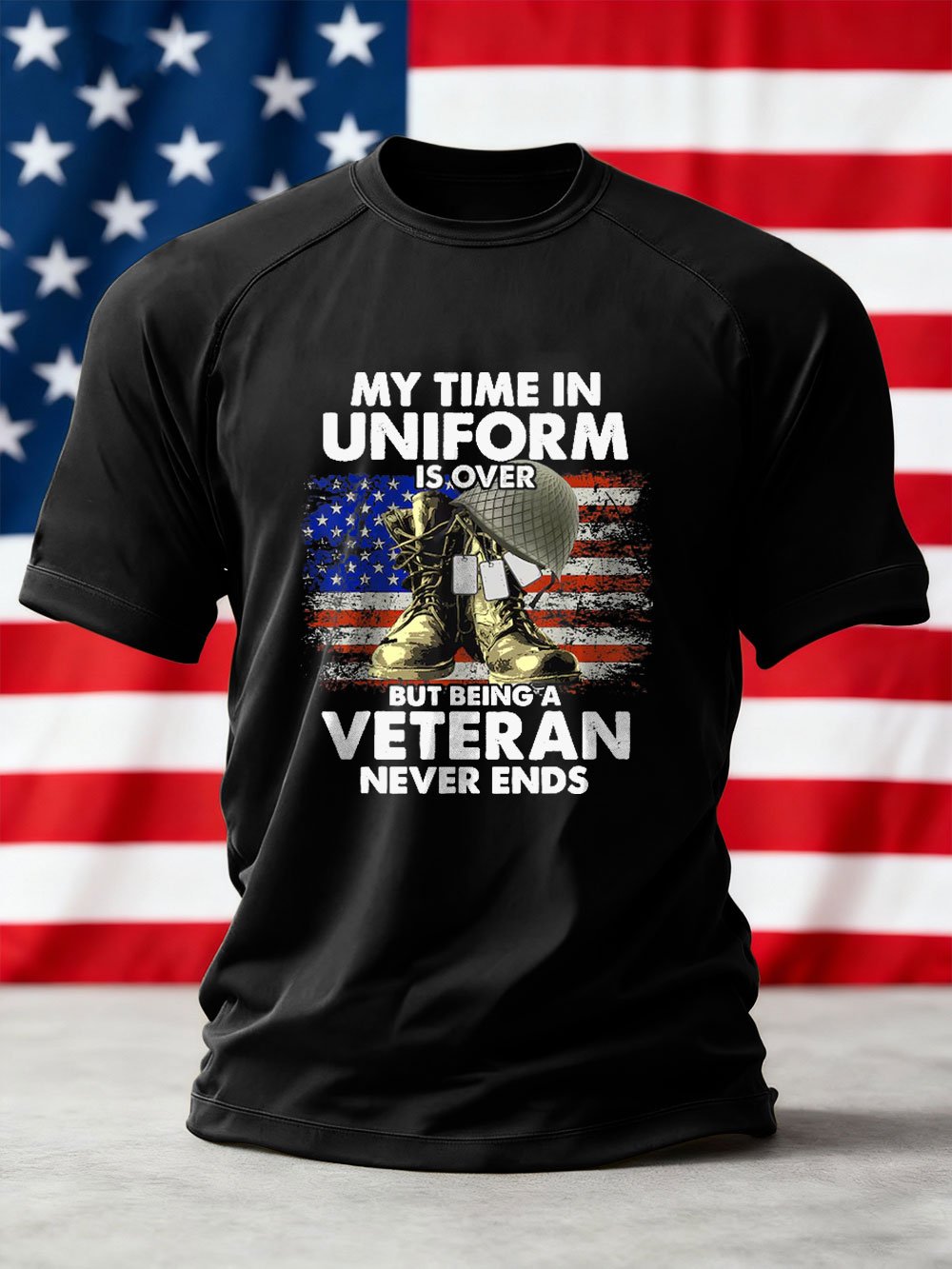 Men's Veterans Day Printed Crew Neck Short Sleeve T-Shirt