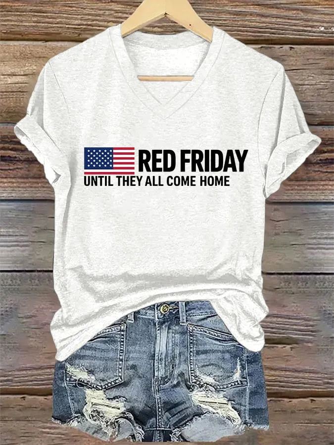 Women's Red Friday Print T-shirt