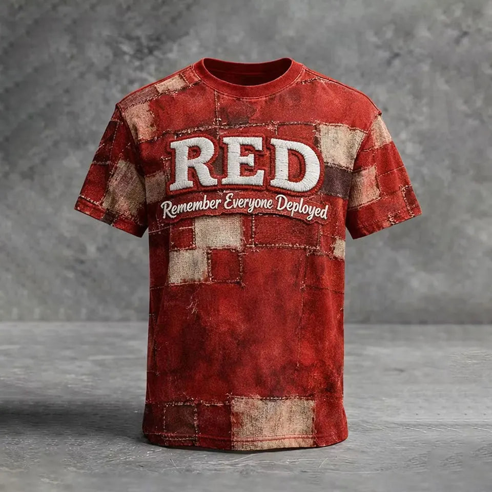 Men's Red Friday Print Casual T-Shirt