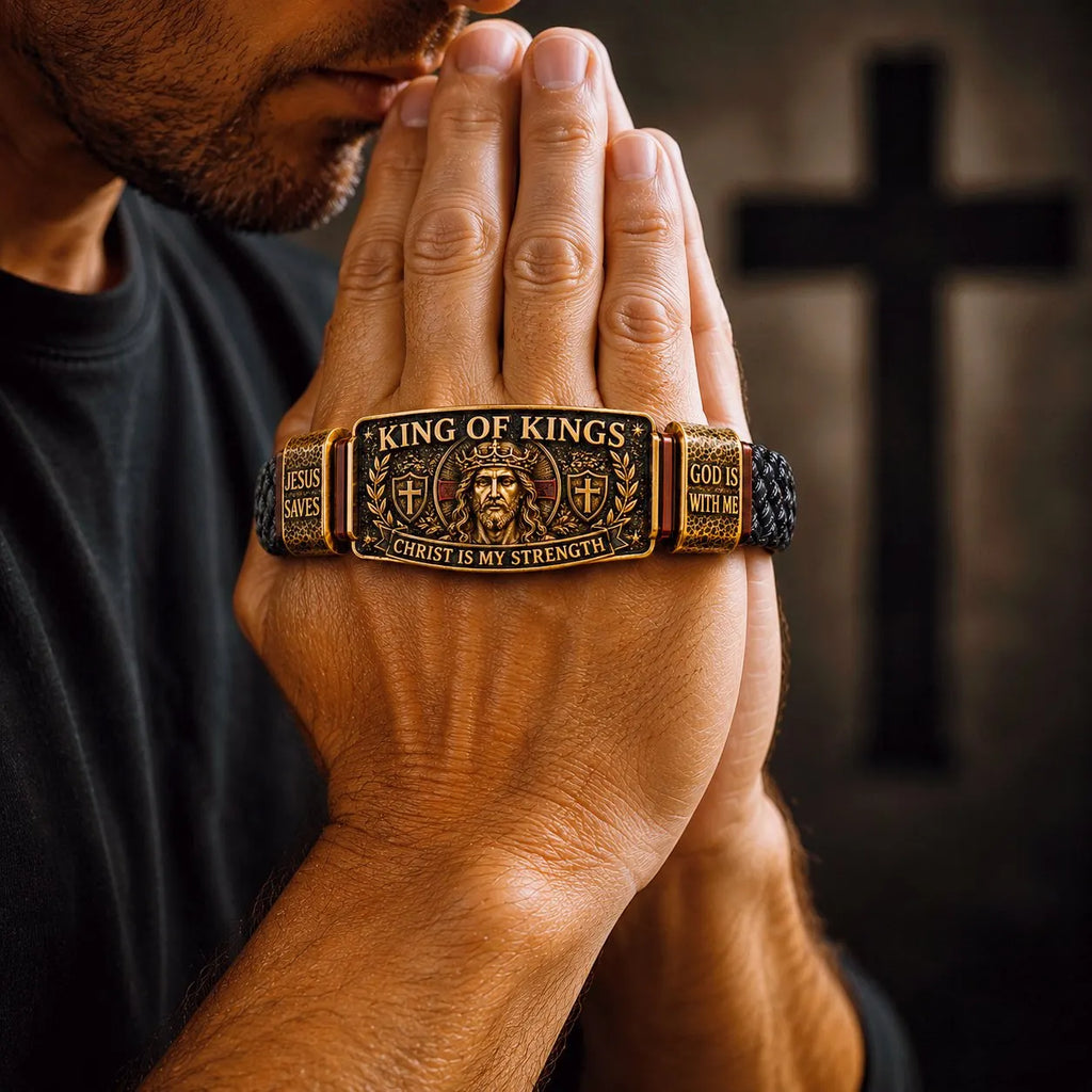 🔥LAST DAY 50% OFF -- ✝️CHRIST IS MY STRENGTH: The Daily Reminder Bracelet for Men of Faith