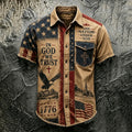 Men's Patriotic Faith Art Printed Casual Shirt