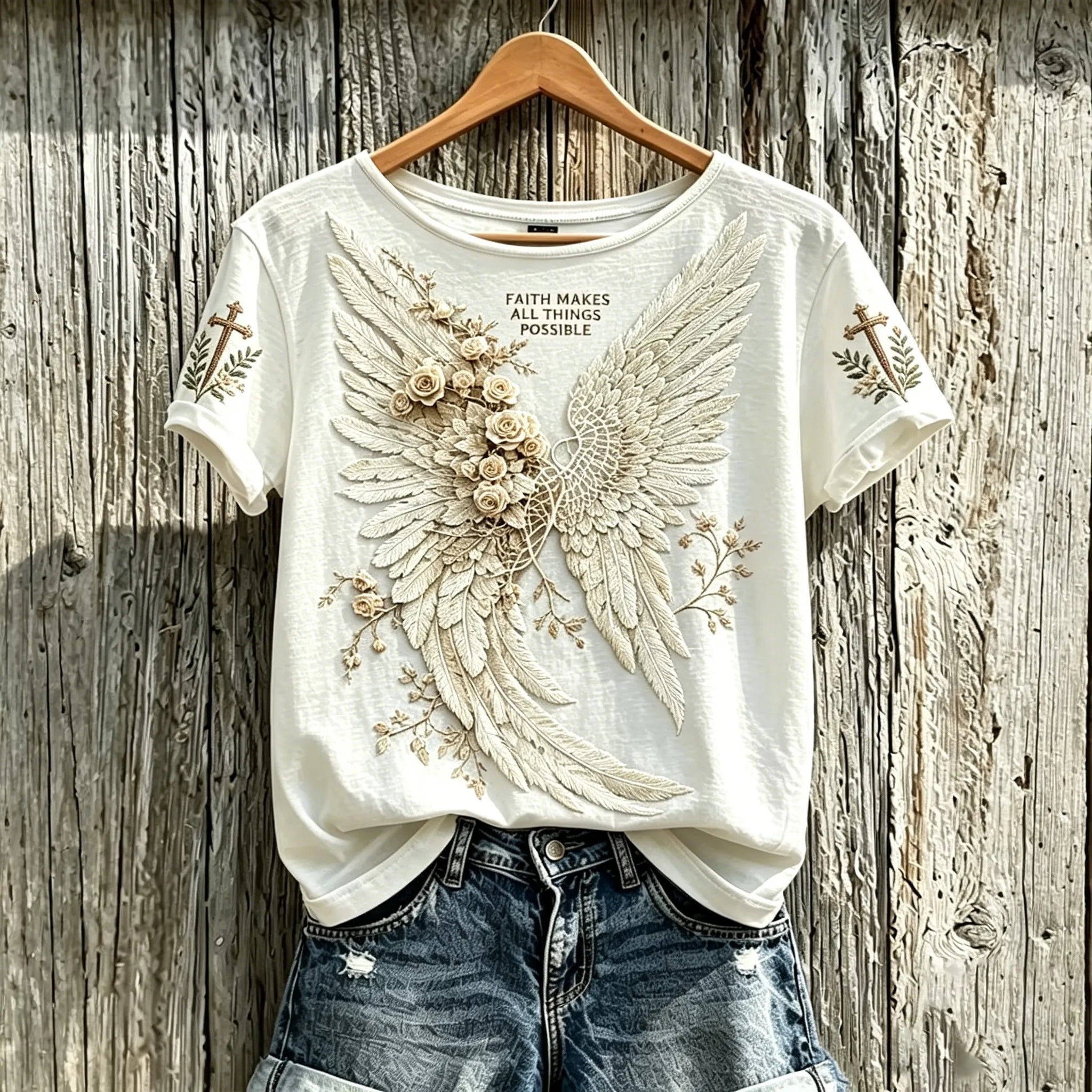 Women's faith element pattern printed casual short-sleeve T-shirt
