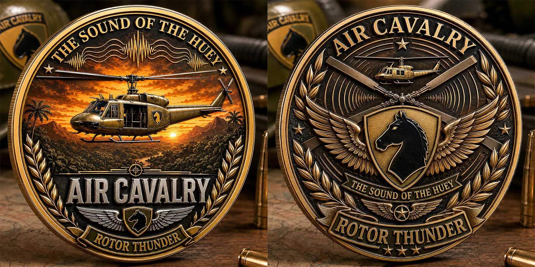 Air Cavalry Huey Helicopter Commemorative Metal Medal