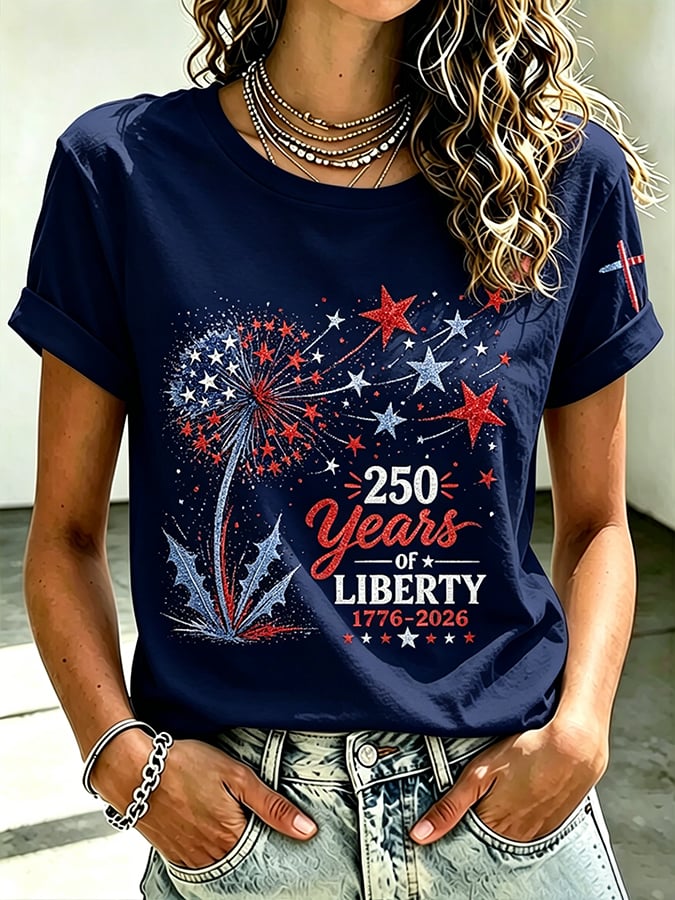 Women's America 250 1776-2026 Freedom  Faith Print T-shirt