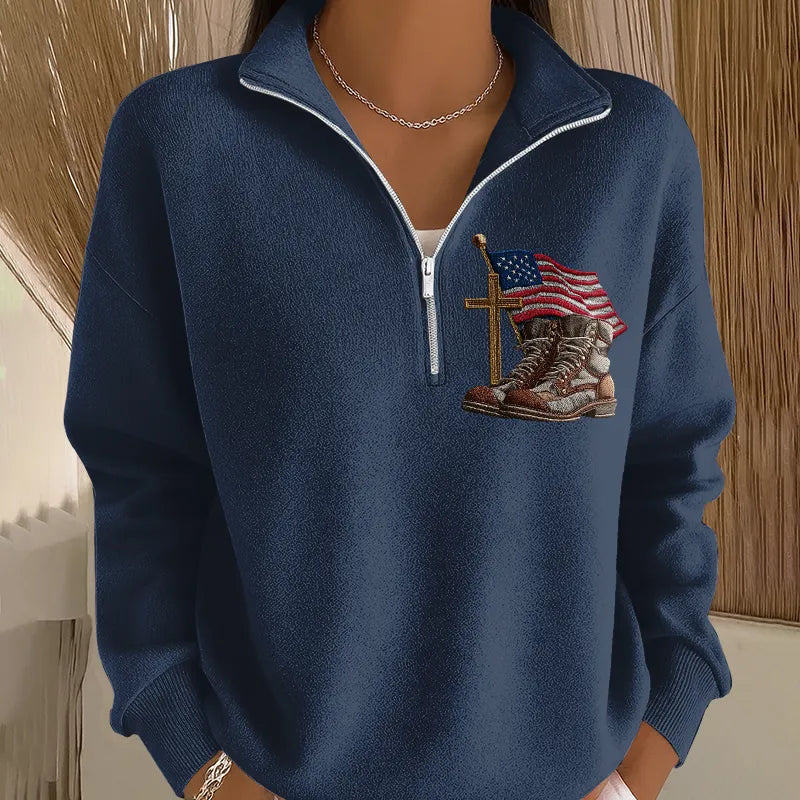 Women's Proud Veteran Casual Zip-Up Sweatshirt