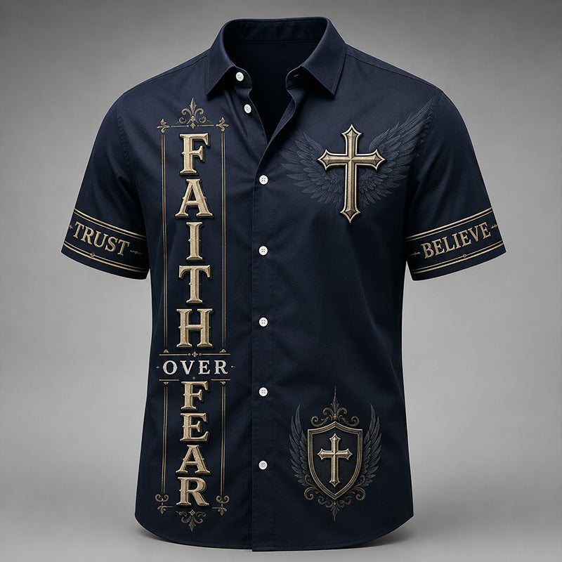 Men's Faith Cross Printed Casual Shirt