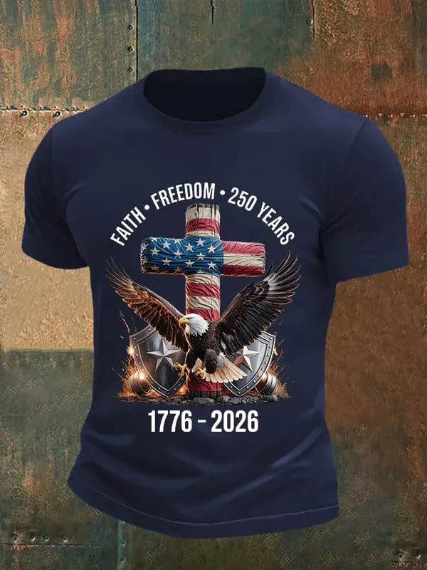 Men's  Faith-Freedom-Legacy 250 years strong Print T-Shirt