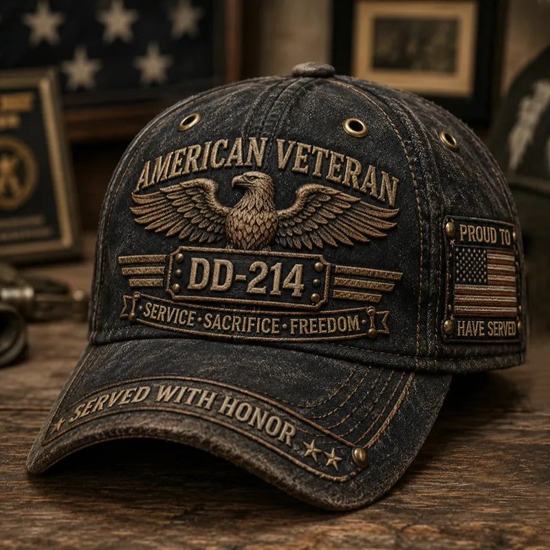 Retro Veteran Print Baseball Cap