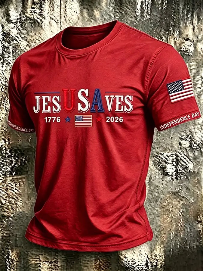 Men's USA 1776-2026 Freedom Faith Printed  Shirt