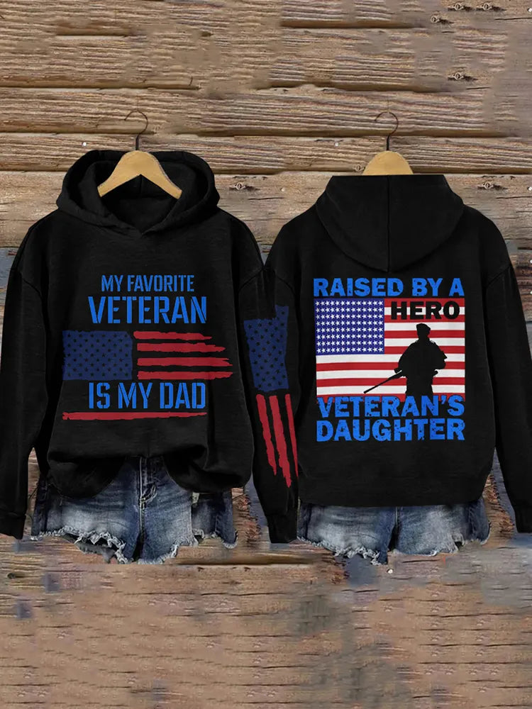 Daughter Of Veteran Printed Cozy Hoodies
