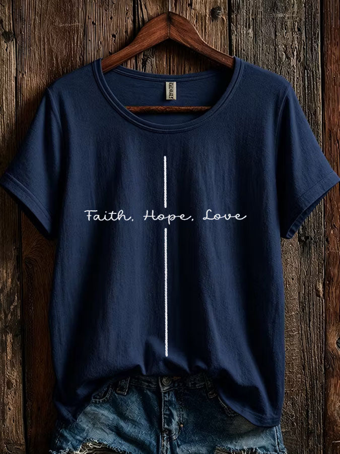 Women' s Faith, Hope, Love  Printed Casual T-shirt