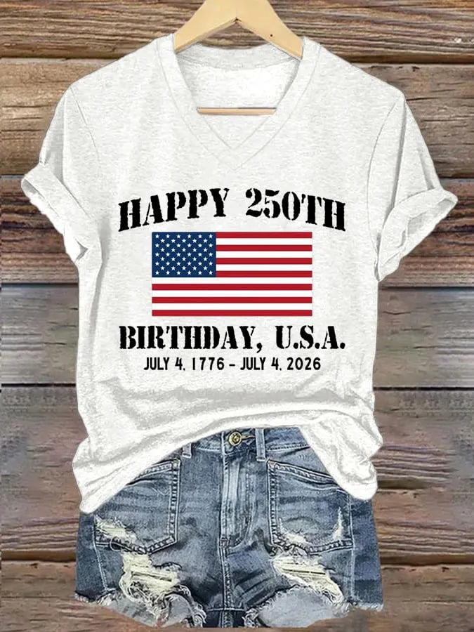 Women’S 250th America Anniversary Casual Printed T-Shirt