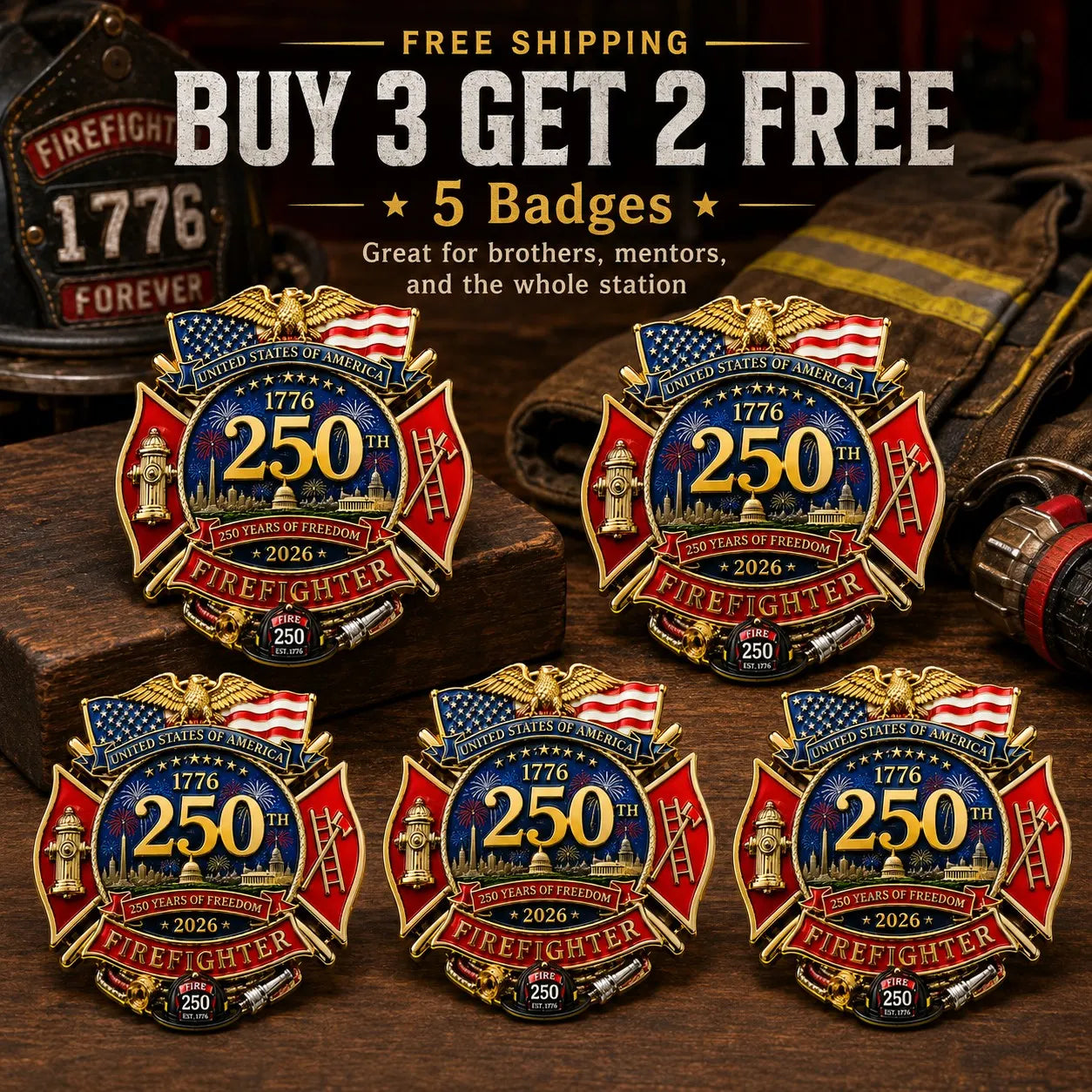🔥Last Day 49% OFF - 250th Anniversary Firefighter Badge