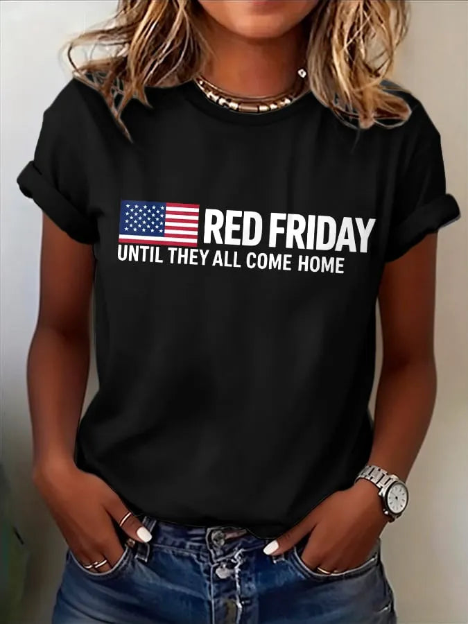 Women's Red Friday Print T-Shirt