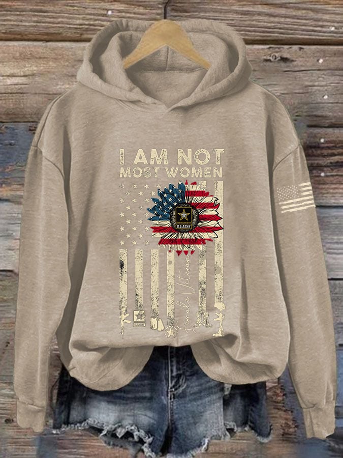 Women's I Am Not Most Women Flag Sunflower America For Female Veteran Hoodie