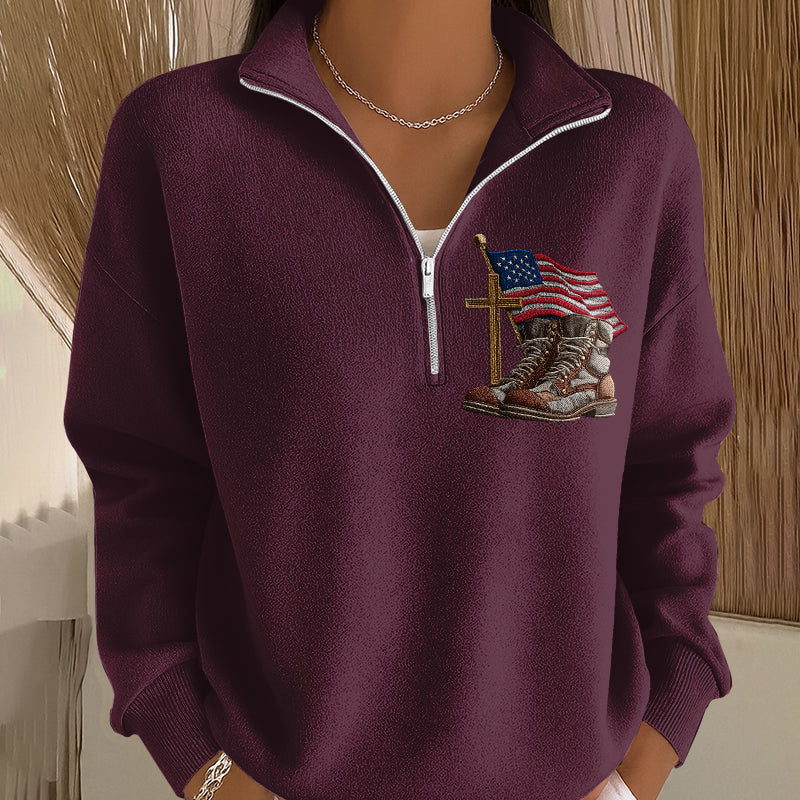 Women's Proud Veteran Casual Zip-Up Sweatshirt