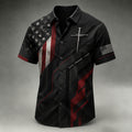 Men’s Black Red Faith Patriotic Tactical Short Sleeve Shirt