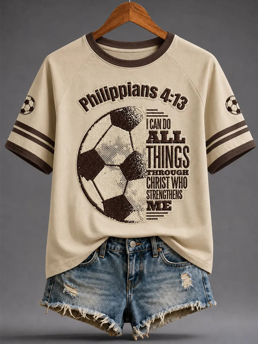 Women's Christian Jesus I Can Do All Things Through Christ Who Strengthens Me Print Casual Tee
