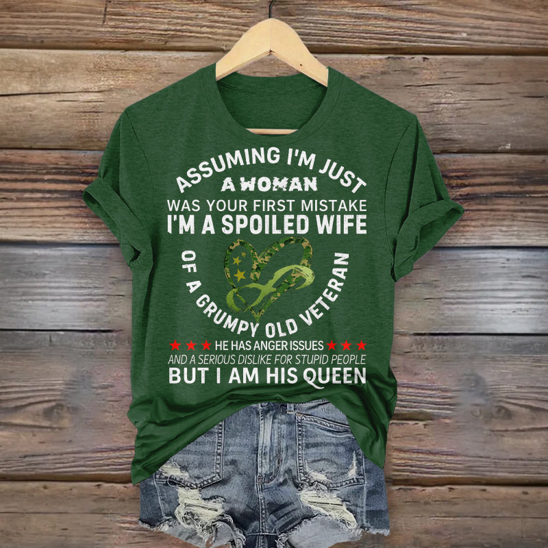 Women's Veteran Casual Printed T-shirt