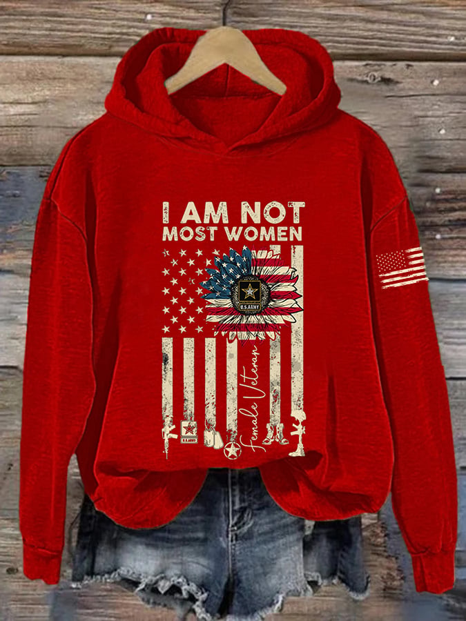 Women's I Am Not Most Women Flag Sunflower America For Female Veteran Hoodie