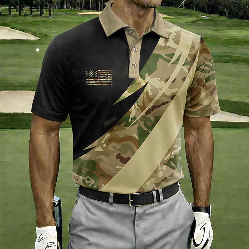 US Veteran Print Men's Polo Shirt