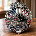 “Never Forget – United We Stand 9.11.2001 FDNY 343 Memorial Brooch Pin” | Twin Towers Firefighter Tribute Badge | American Patriot Collectible
