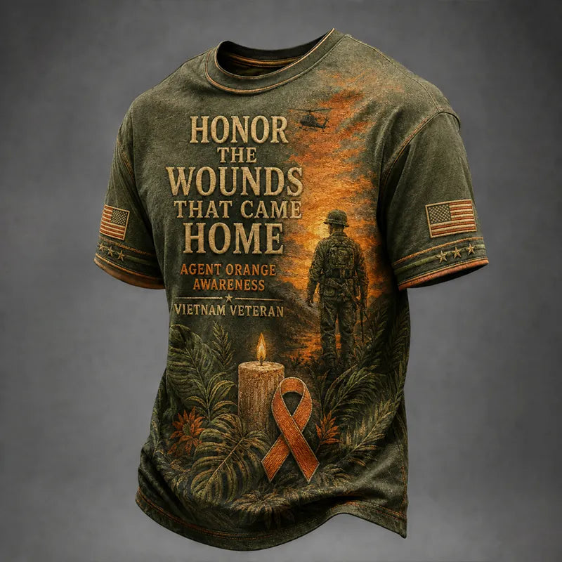Men's Retro Vietnam Veteran Print Casual T-Shirt