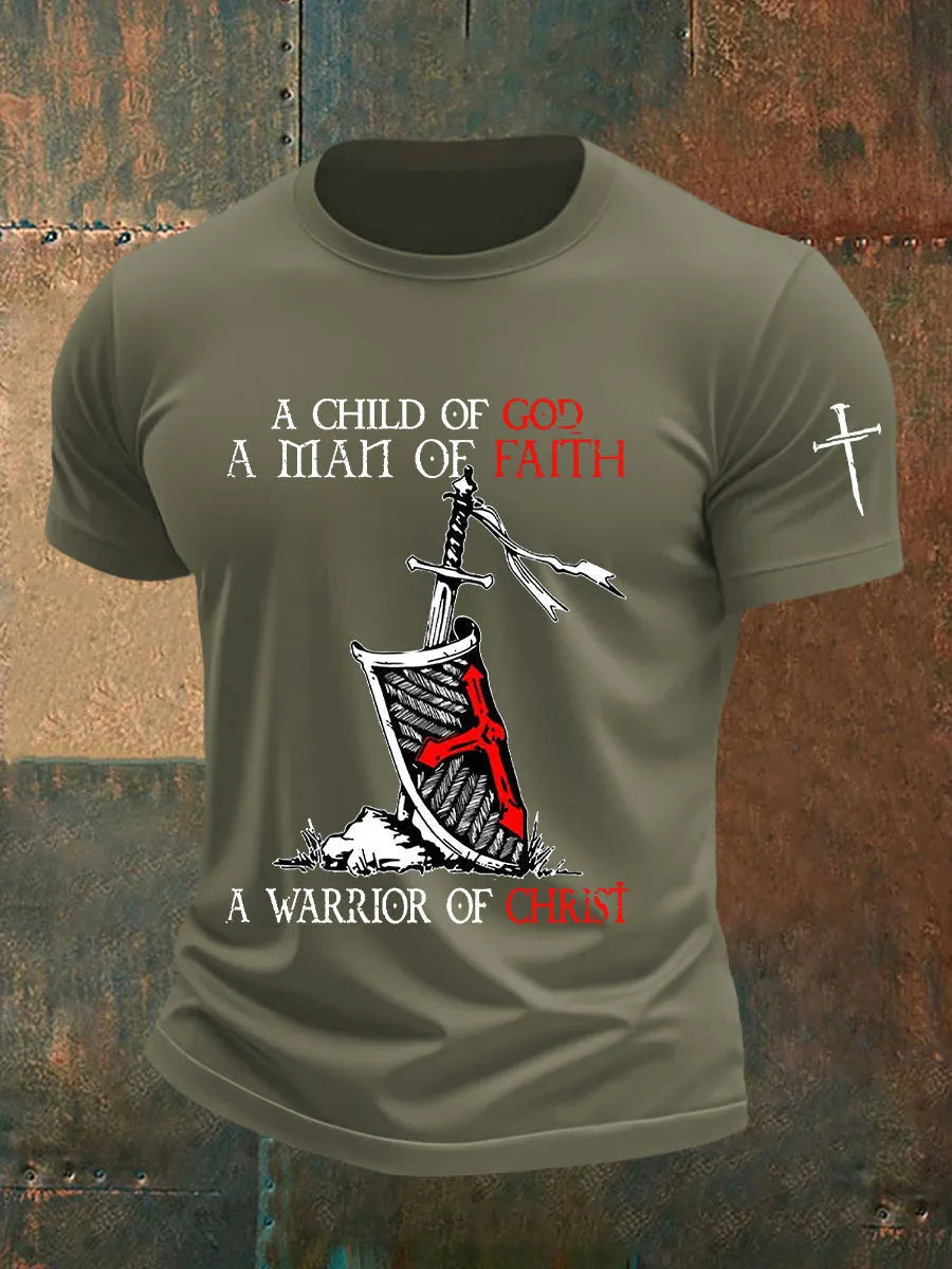 Men's A Man Of Faith Printed Casual T-shirt