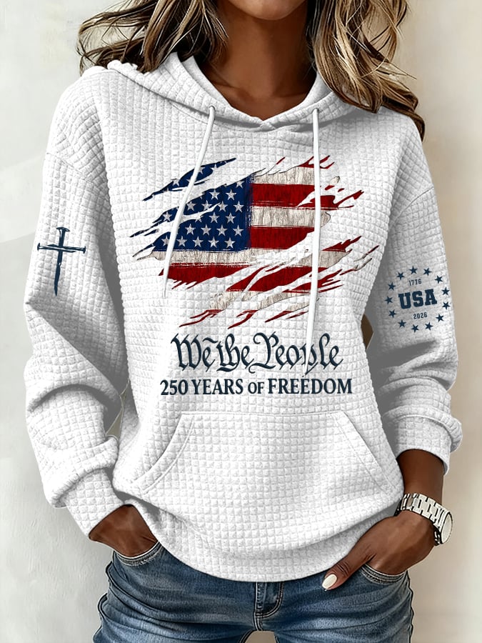 Women's 250th America Anniversary Casual Printed Hoodie Sweatshirt