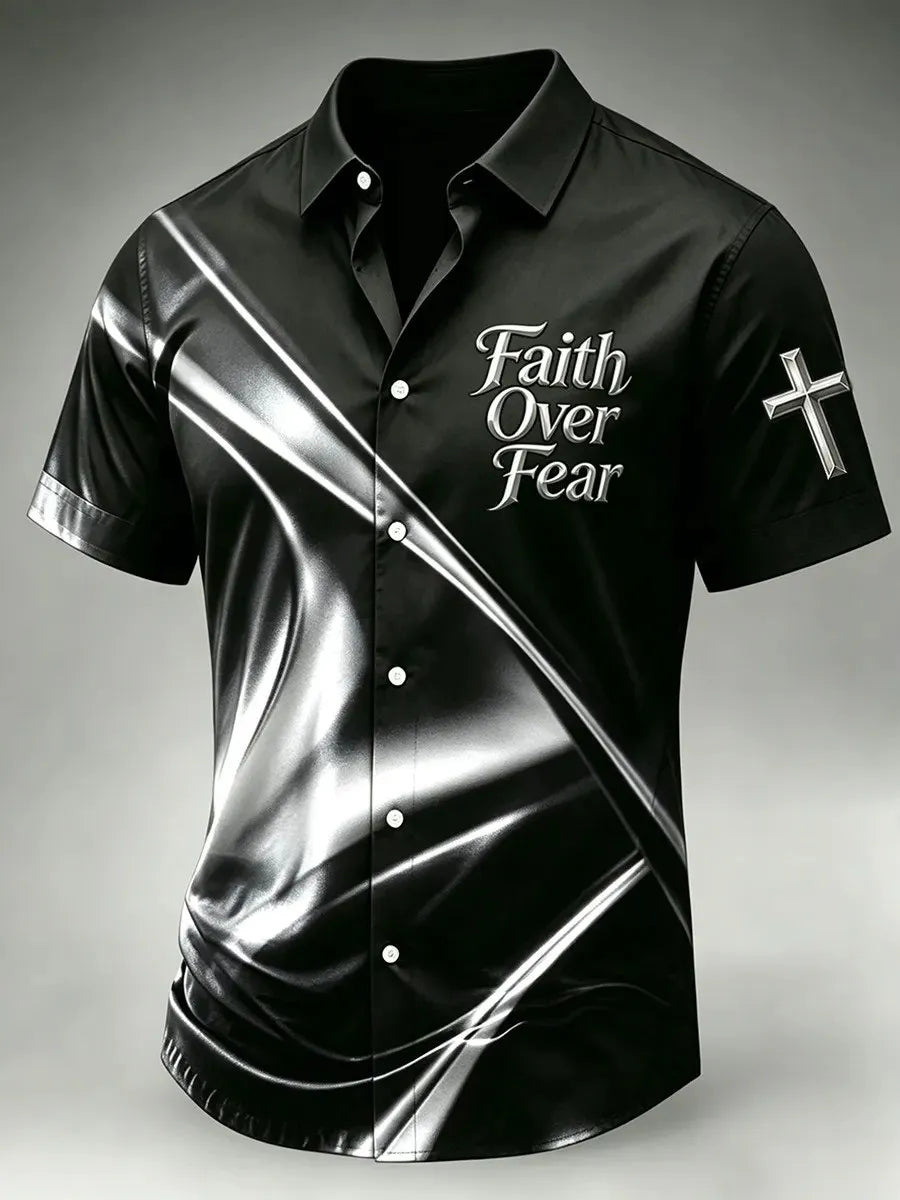 Men's Faith Over Fear Printed Casual Shirt