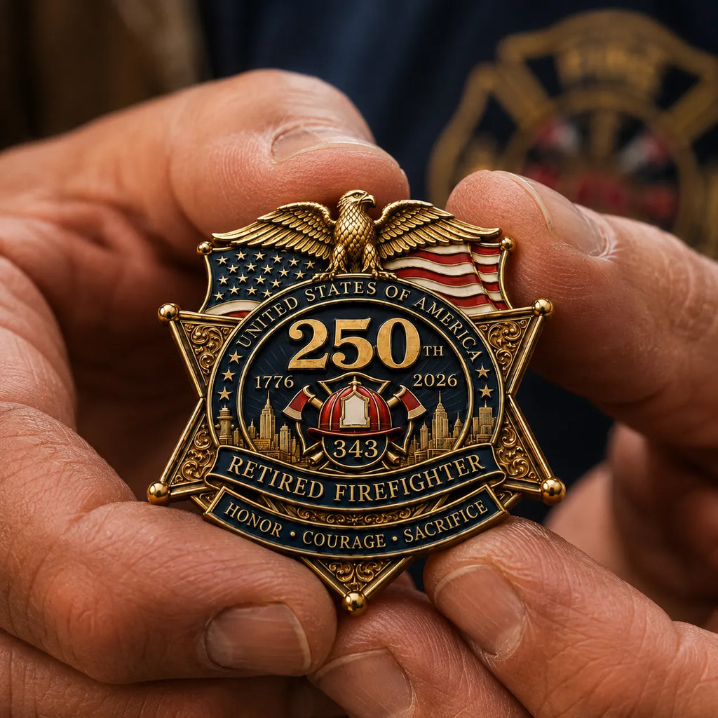 Retired Firefighter 250th Tribute Pin Badge