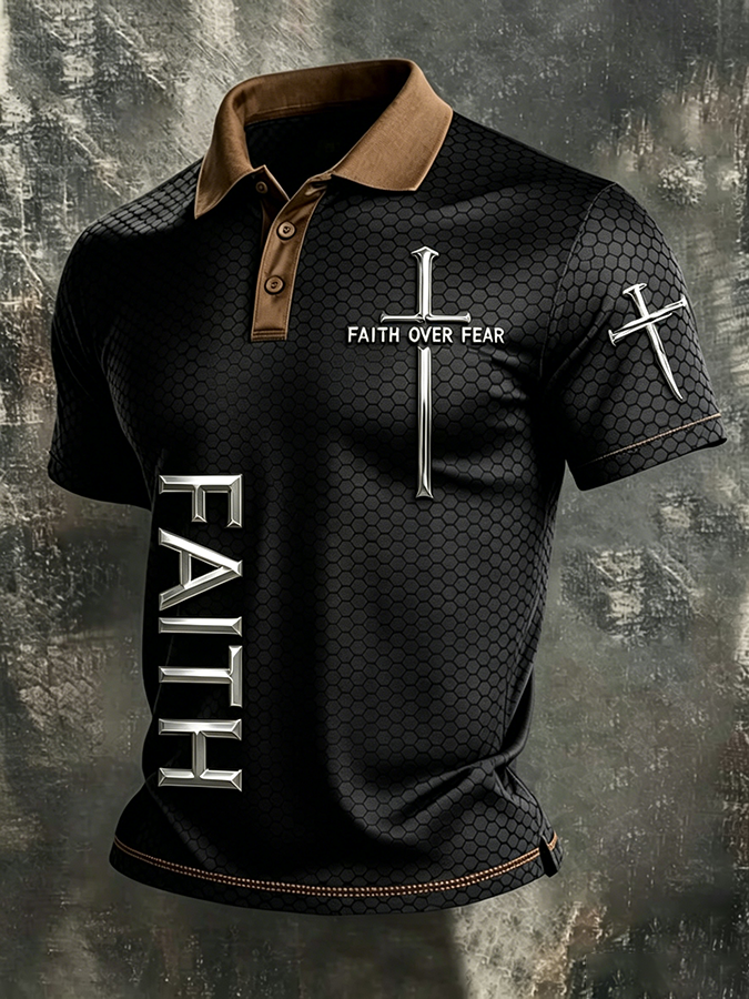 Men'S Faith Printed Casual Lapel POLO