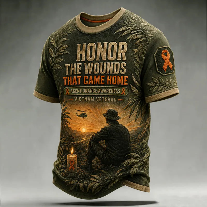 Men's Retro Vietnam Veteran Print Casual T-Shirt