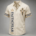 Men's Religious Faith Cross Printed Casual Shirt