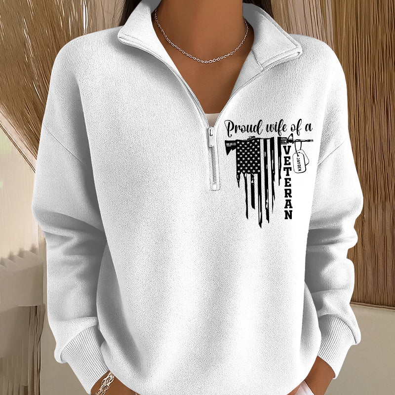 Women's Proud Veteran Casual Zip-Up Sweatshirt