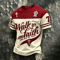 Men's Retro Faith Print  Casual T-Shirt