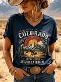 Women's Colorado Strong Cotton And Linen V Neck Top