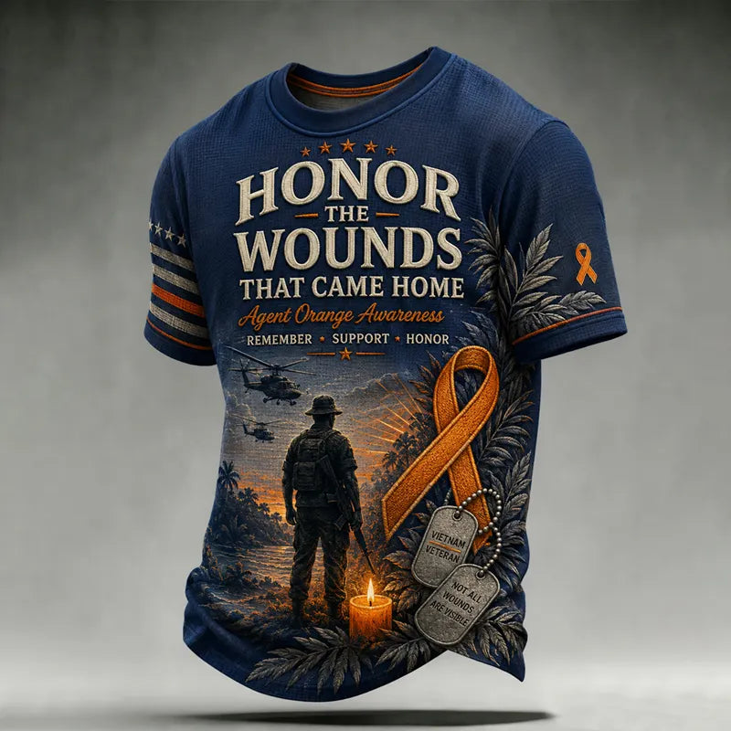 Men's Retro Vietnam Veteran Print Casual T-Shirt
