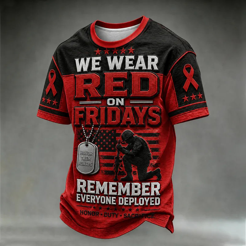 Retro Red Friday Print  Casual T-Shirt