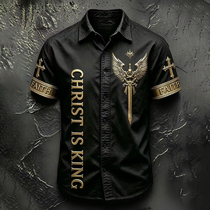 Men's Faith Cross Printed Casual Shirt