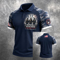 Honor & Remember 9/11 2001 First Responders Memorial Navy Polo Shirt Camouflage Sleeve Tribute