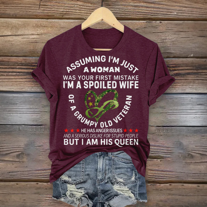 Women's Veteran Casual Printed T-shirt