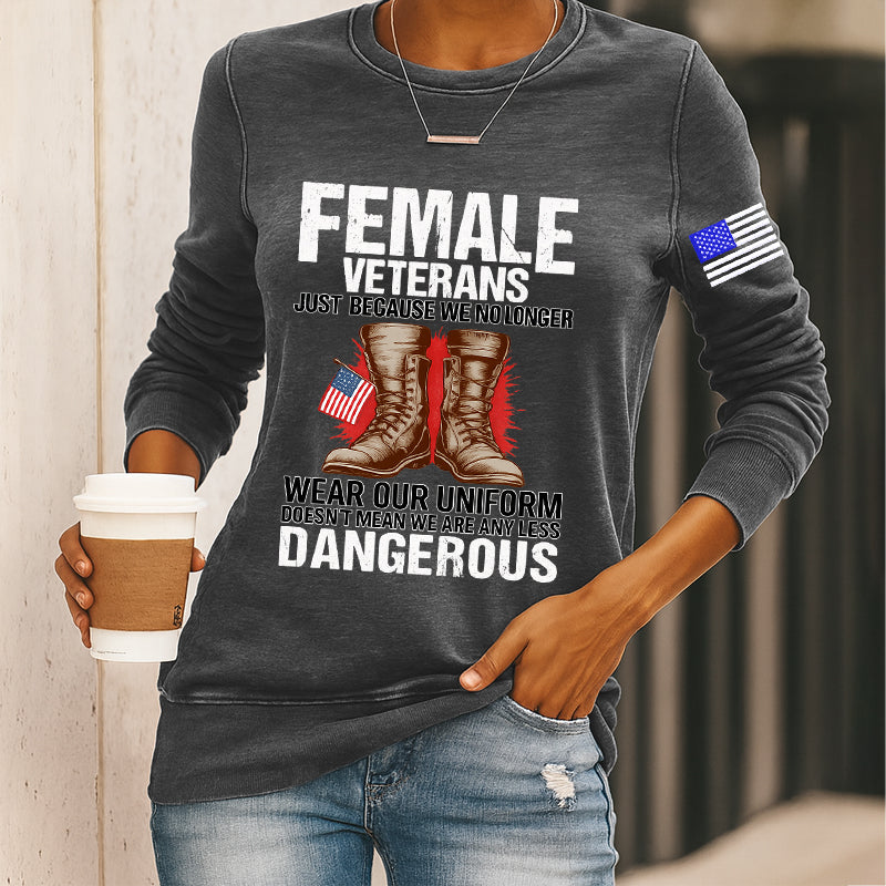 Women's Veteran Print Casual Sweatshirt