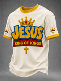Men's Jesus King Of Kings Print Casual Tee