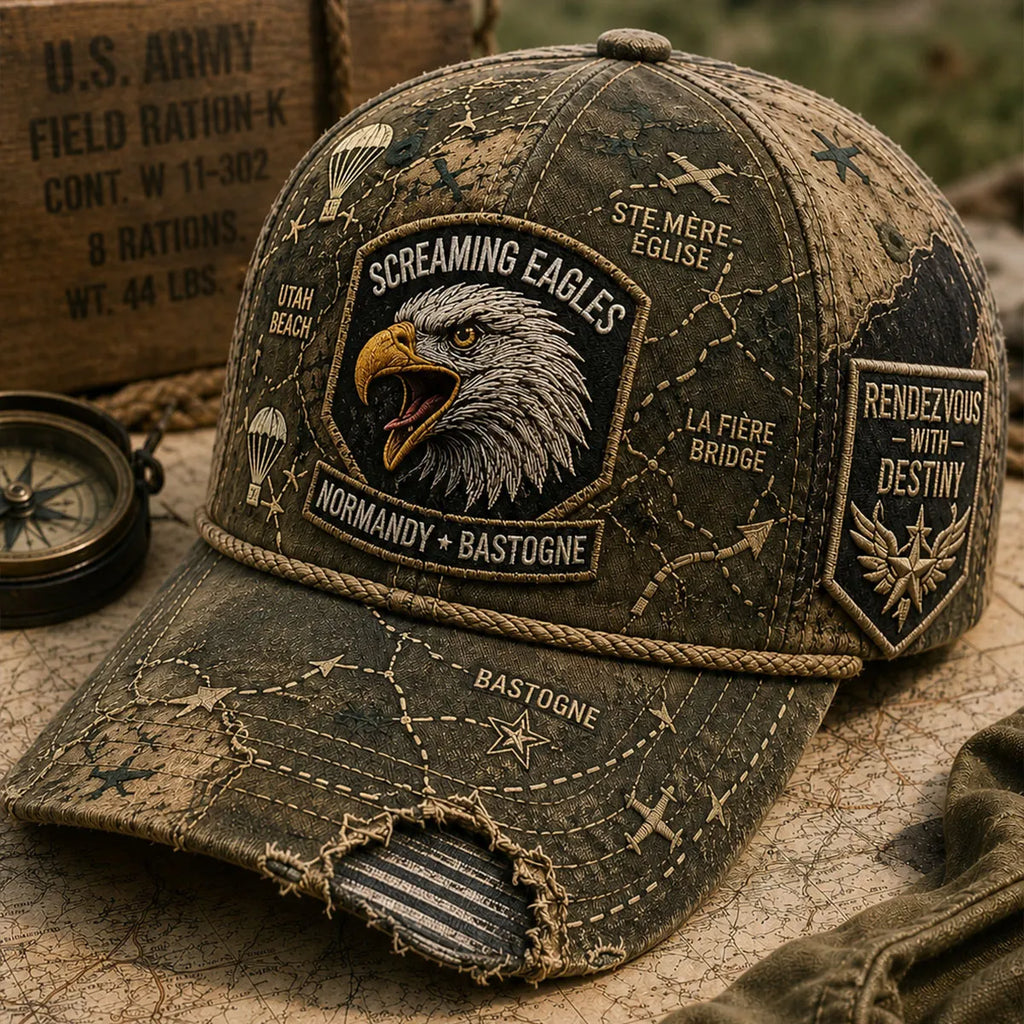 Vintage-style Veteran Print Casual Hat
