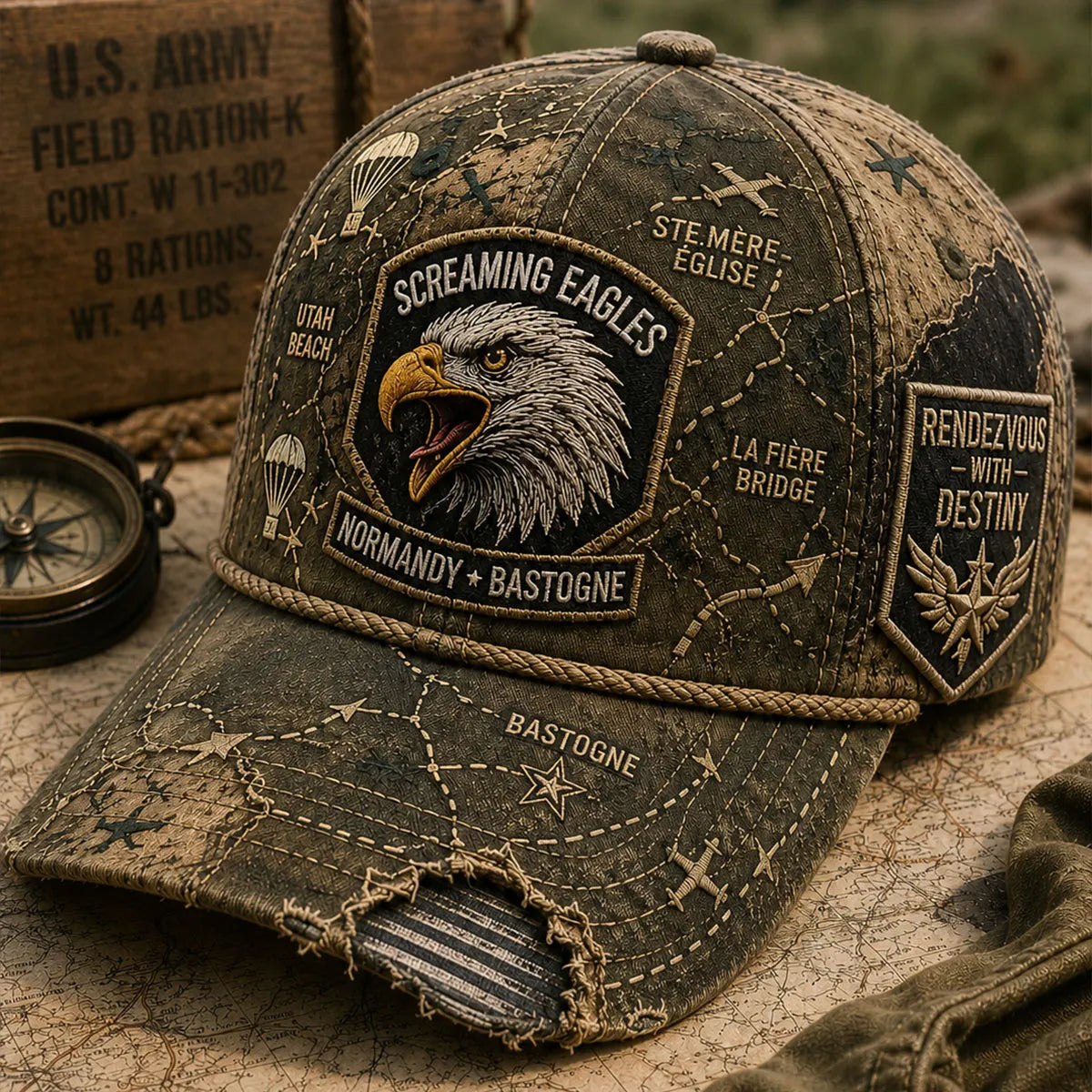 Vintage-style Veteran Print Casual Hat