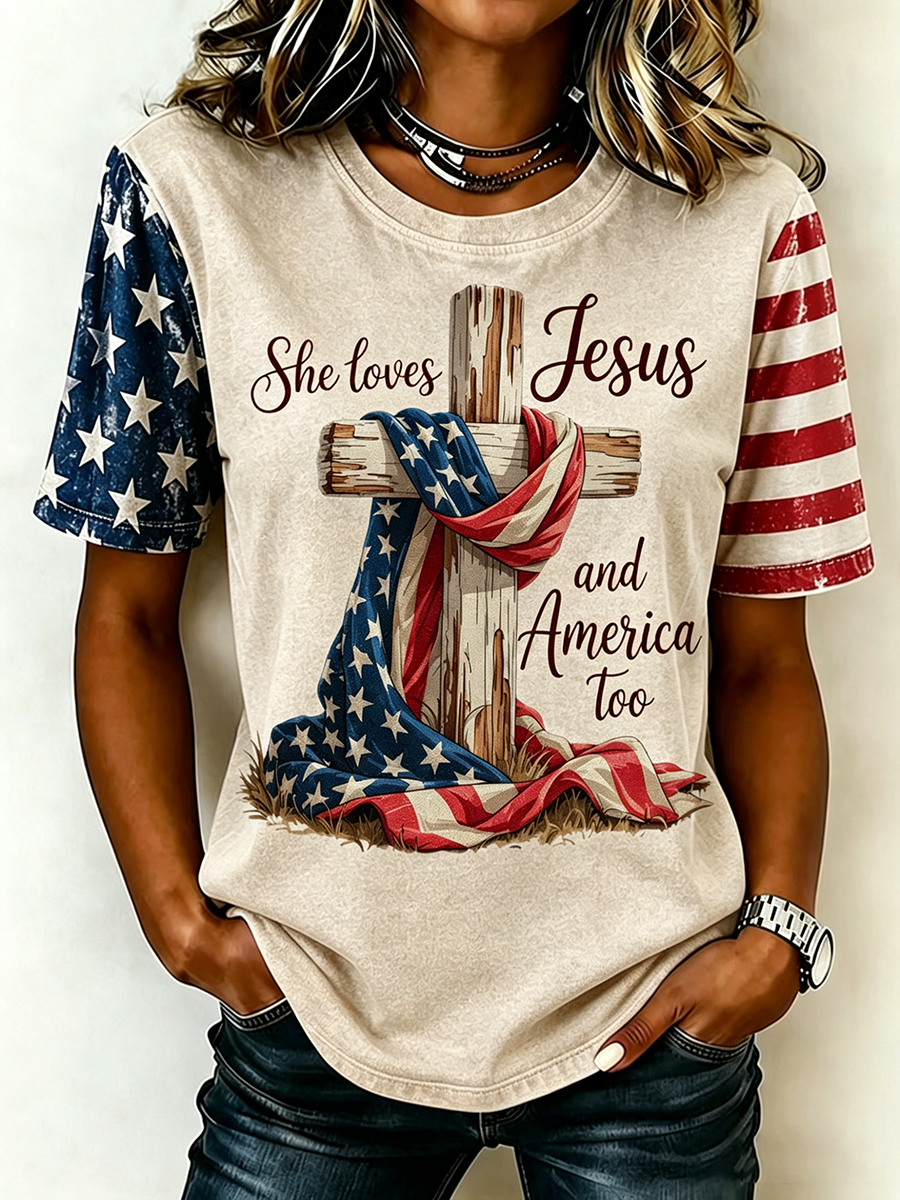 Women's  Faith And Freedom Independence Day T-Shirt