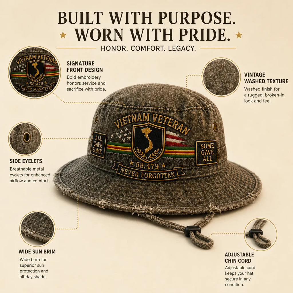 Vietnam Veteran Welcome Home Memorial Bucket Hat - Buy 2, Get 1 FREE & FREE SHIPPING