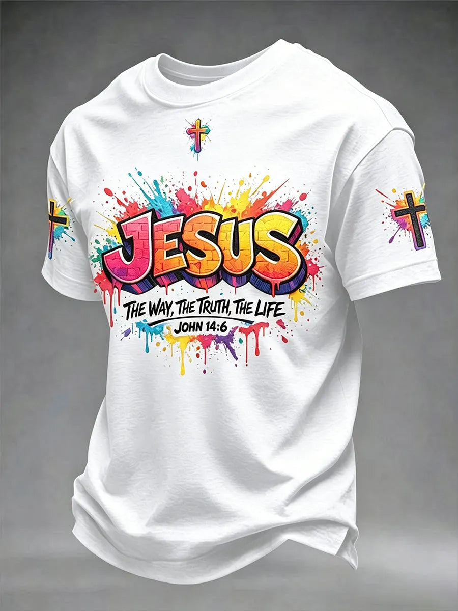 Men's Christian Jesus Cross Short Sleeve T-shirt