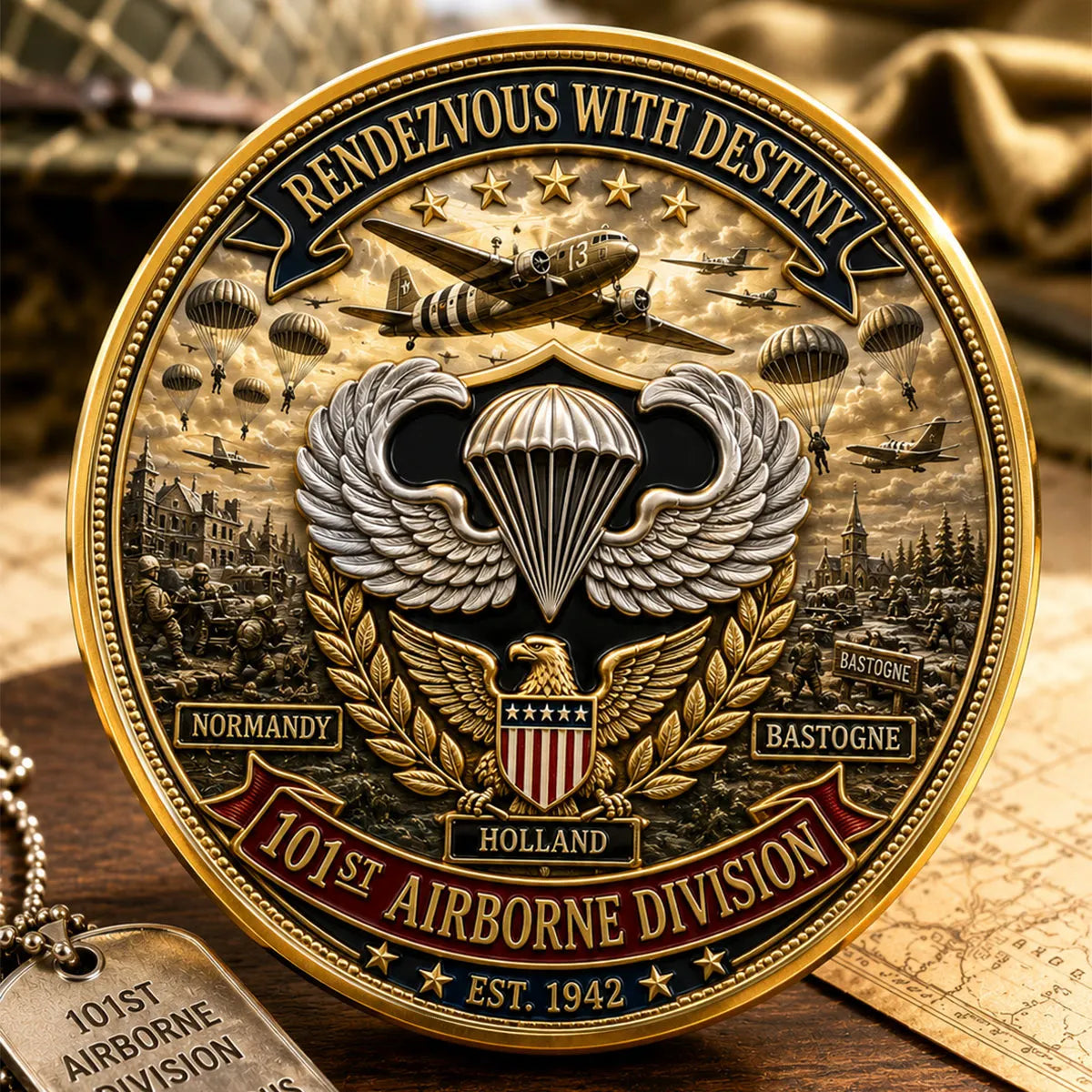 101st Airborne Division Commemorative Metal Medal